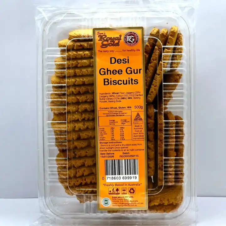 R G Biscuits Desi Ghee Gur<br/>900 g and 500g