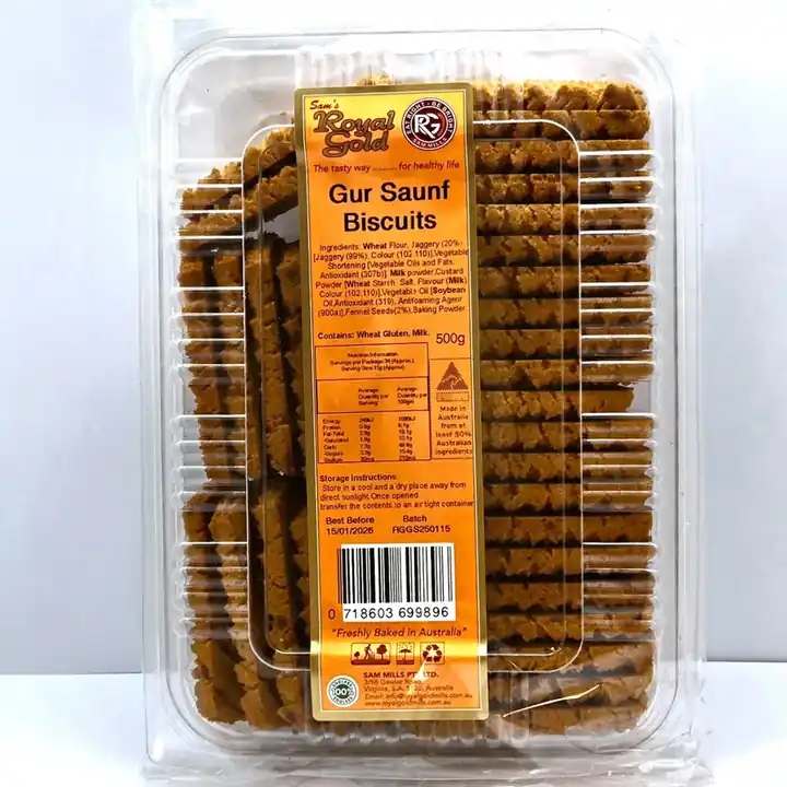 R G Biscuits Gur Saunf<br/>900 g and 500 g